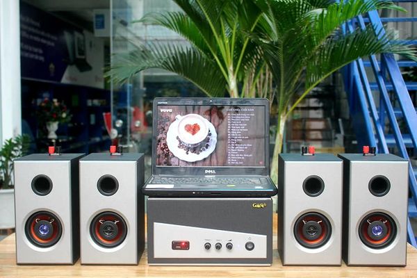 [Từ 40 - 80m2] Dàn loa treo tường Gold4Cafe: 01 âm ly A150 + 04 Loa Vệ tinh V26