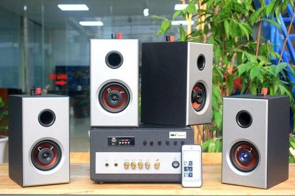 [40 - 100 M2] Dàn loa treo tường Gold4cafe V26: 01 Âm Ly (Amply) A400 + 04 Loa Vệ tinh V26