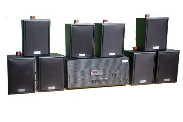 [Diện tích 160m2 + 02 Kênh] Amply A917N_SG Goldsound 2 vùng âm lượng 1200w + 8 loa Goldsound V25C_SG 25w, loa được thiết kế riêng cho quán, bật lớn không tạp âm, miễn phí công lắp đặt, bảo hành dài hạn 5 năm.