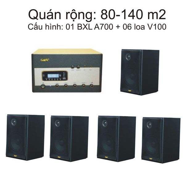 Combo dàn loa cho quán Gold4Cafe (Từ 80 - 140m2) loa cho Quán Cafe, Nhà hàng, Quán ăn nhỏ, Spa, Khu tập Gym