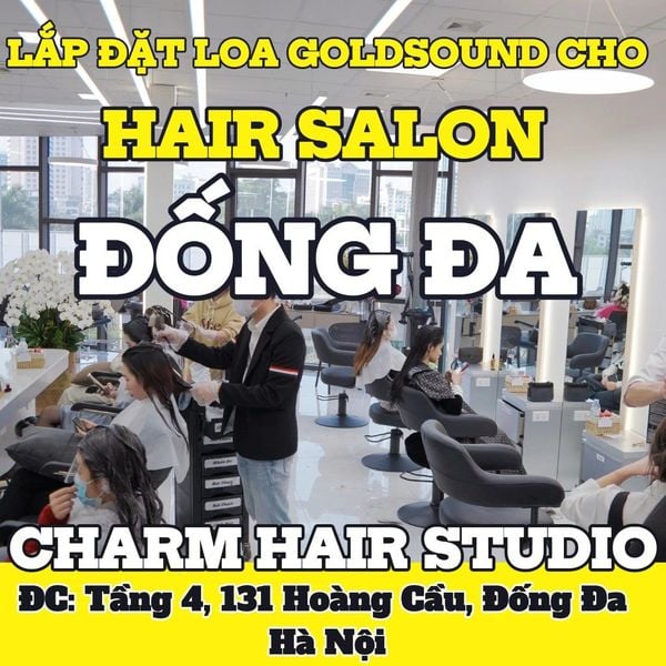 Loa Goldsound cho Charm Hair Studio, Hà Nội, loa được thiết kế riêng cho quán, bật lớn không tạp âm, miễn phí công lắp đặt, bảo hành dài hạn 5 năm