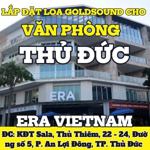 Loa Goldsound cho công ty ERA Vietnam, TP HCM, amply 2 kênh 1200w, bluetooth 5.0, loa V258PU - 258w, loa được thiết kế riêng cho quán, bật lớn không tạp âm, miễn phí công lắp đặt, bảo hành dài hạn 5 năm