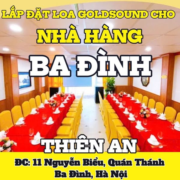 Loa Goldsound cho Nhà Hàng Thiên An, Hà Nội, amply 2 kênh 2000w, bluetooth 5.0, loa V558, loa được thiết kế riêng cho quán, bật lớn không tạp âm, miễn phí công lắp đặt, bảo hành dài hạn 5 năm