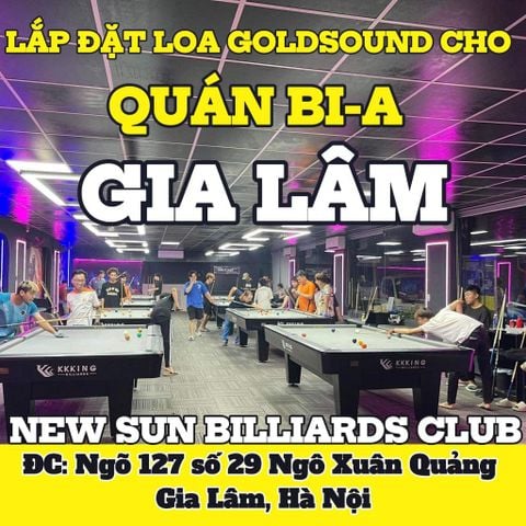 Loa Goldsound cho New Sun Billiards Club, Hà Nội, loa được thiết kế riêng cho quán, bật lớn không tạp âm, miễn phí công lắp đặt, bảo hành dài hạn 5 năm