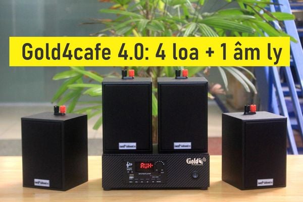 [Diện tích 40m2 + 1 Kênh] Gold4Cafe 4.0: Amply A2.0 + 4 loa treo tường V12, Amply, loa được thiết kế riêng cho quán, bật lớn không tạp âm, bảo hành dài hạn 5 năm.