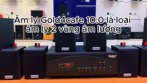 Gold4cafe 10.0 bản màu đen (01 amply + 10 loa), Amply 1200w - 2 vùng âm lượng, loa được thiết kế riêng cho quán, bật lớn không tạp âm, bảo hành dài hạn 5 năm.