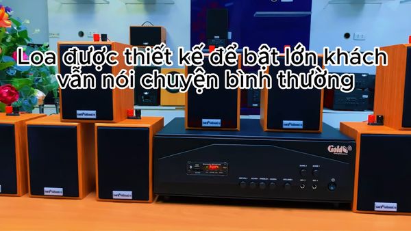 Loa thông báo phát nhạc nền tự động Gold4cafe 10.0 màu vân gỗ đỏ (10 loa + 1 amply), Amply 1200w - 2 vùng âm lượng, loa được thiết kế riêng cho quán, bật lớn không tạp âm, bảo hành dài hạn 5 năm