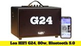Loa Goldsound G24, công suất 80w, Bass 4 inch, Tress 3 inch, 2 cổng micro, Bluetooth 5.0, thiết kế loa thùng gỗ cao 20 cm, rộng 20 cm, sâu 32 cm