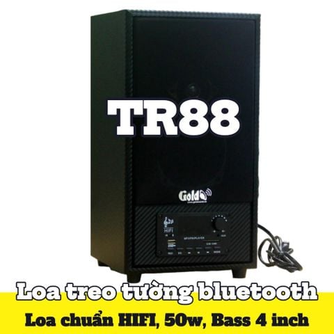 Loa treo tường bluetooth TR88 tích hợp amply,  công suất 50w, Bass 4 inch, Tress 2 inch, bluetooth 5.0, cổng rca, khe usb, thiết kế loa thùng gỗ cao 39 cm, rộng 20 cm, sâu 20 cm. Bảo hành 12 tháng