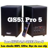 Loa HIFI GS51 Pro 5 - đúng chuẩn HIFI, công suất 120w, Bass 4 inch, treble 2 inch, bluetooth 5.0, cổng rca, khe usb, thiết kế loa thùng gỗ cao 31.5 cm, rộng 17.5 cm, sâu 24 cm.
