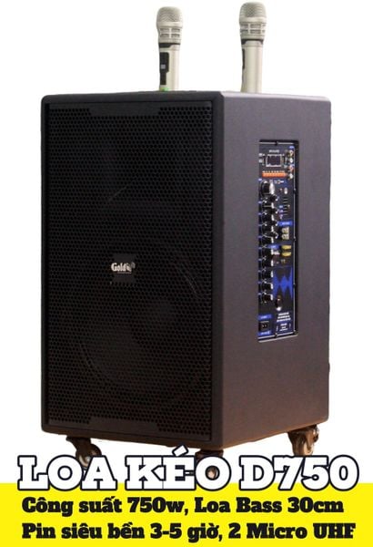 Loa kéo D750 Goldsound (Bass 30cm, kèm 2 Micro, pin sạc) chơi tốt ở mọi không gian: Gia đình, quán cafe, cửa hàng, khu vui chơi, lớp học, trung tâm đào tạo, các buổi dã ngoại, party, những buổi biểu diễn đường phố