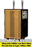 Loa kéo D1000 Goldsound (Bass 40cm, 1000w, kèm 2 Micro, pin 5-6H)