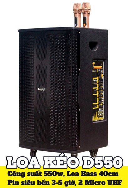 Loa kéo D550 Goldsound (Bass 40 cm, 550w, kèm 2 Micro)