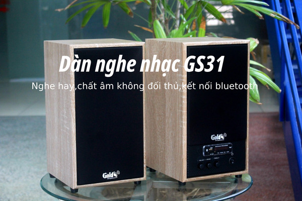 Loa GS31 2.0 Bluetooth, công suất 160w, Bass 4 inch, Tress 2 inch, bluetooth 5.0, cổng rca, khe usb, thiết kế loa thùng gỗ cao 38 cm, rộng 21 cm, sâu 21.5 cm. Bảo hành 12 tháng