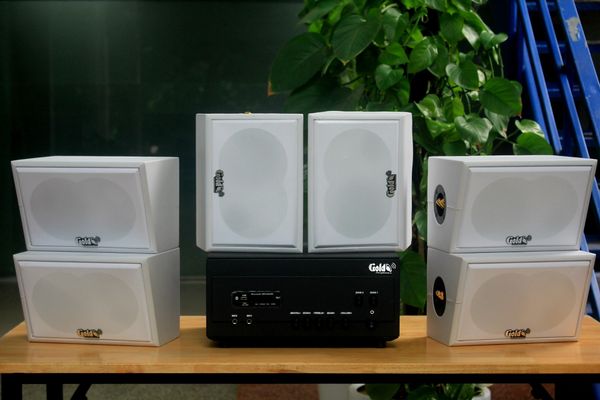 [Diện tích 120m2 + 2 Kênh] A907PU-2K Goldsound 2 vùng âm lượng 900w + 6 loa Goldsound ngoài trời V50NT-PU 50w, loa được thiết kế riêng cho quán, bật lớn không tạp âm, miễn phí công lắp đặt, bảo hành 12 tháng