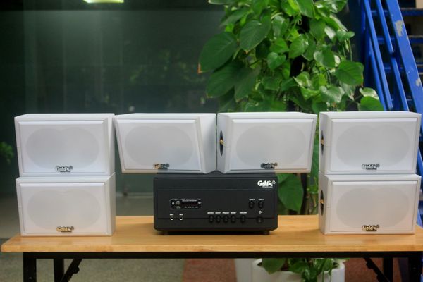 [Diện tích 120m2 + 2 Kênh] A907PU-2K Goldsound 2 vùng âm lượng 900w + 6 loa Goldsound ngoài trời V50NT-PU 50w, loa được thiết kế riêng cho quán, bật lớn không tạp âm, miễn phí công lắp đặt, bảo hành 12 tháng