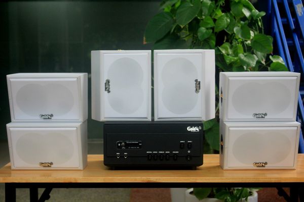 [Diện tích 120m2 + 2 Kênh] A907PU-2K Goldsound 2 vùng âm lượng 900w + 6 loa Goldsound ngoài trời V50NT-PU 50w, loa được thiết kế riêng cho quán, bật lớn không tạp âm, miễn phí công lắp đặt, bảo hành 12 tháng