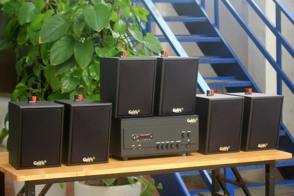 [Diện tích 120m2 + 2 Kênh] A907PU-2K Goldsound 2 vùng âm lượng 900w + 6 loa Goldsound V25C, loa được thiết kế riêng cho quán, bật lớn không tạp âm, miễn phí công lắp đặt, bảo hành dài hạn 5 năm