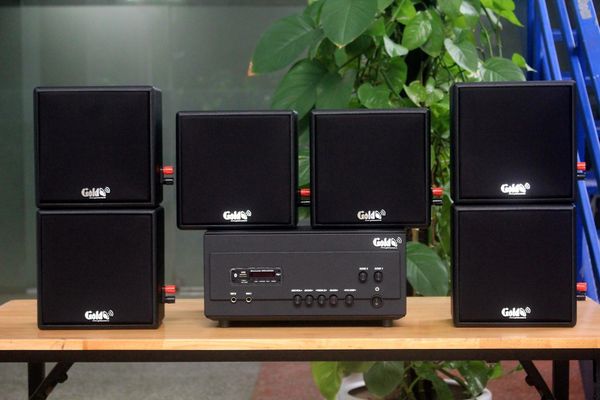 [Diện tích 120m2 + 02 Kênh] Amply A907PU-2K Goldsound 2 vùng âm lượng 900w + 6 loa Goldsound V23-23w, loa được thiết kế riêng cho quán, bật lớn không tạp âm, miễn phí công lắp đặt, bảo hành dài hạn 5 năm.