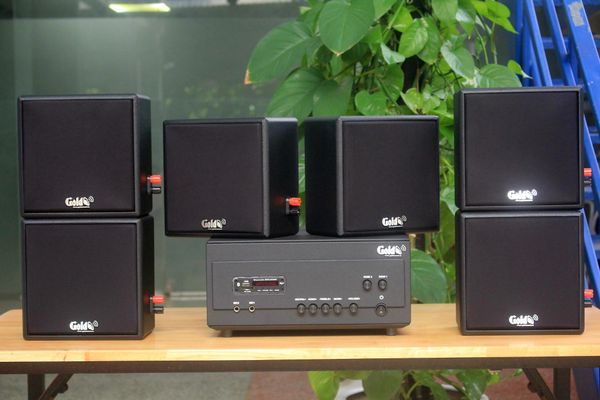[Diện tích 120m2 + 02 Kênh] Amply A907PU_DA-2K Goldsound 2 vùng âm lượng 900w + 6 loa Goldsound V23DA-23w, loa được thiết kế riêng cho quán, bật lớn không tạp âm, miễn phí công lắp đặt, bảo hành dài hạn 5 năm.