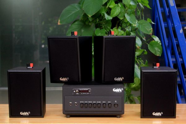 [Diện tích 80m2 + 2 Kênh] A384PU-2K Goldsound 2 vùng âm lượng 380w + 4 loa Goldsound V25C, loa được thiết kế riêng cho quán, bật lớn không tạp âm, miễn phí công lắp đặt, bảo hành dài hạn 5 năm.
