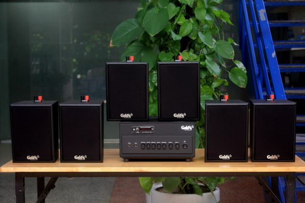 [Diện tích 120m2 + 2 Kênh] A384PU-2K Goldsound 2 vùng âm lượng 380w + 6 loa Goldsound V25C, loa được thiết kế riêng cho quán, bật lớn không tạp âm, miễn phí công lắp đặt, bảo hành dài hạn 5 năm.