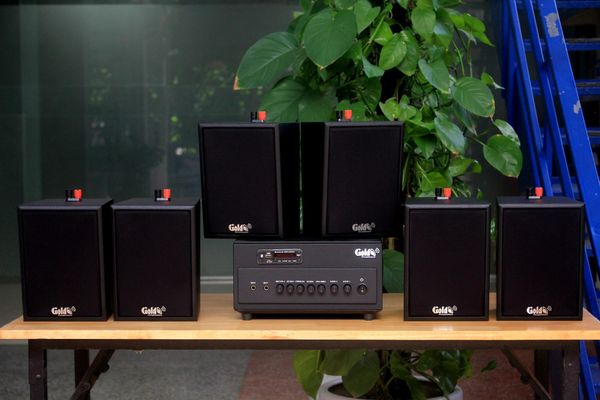 [Diện tích 120m2 + 2 Kênh] A384PU-2K Goldsound 2 vùng âm lượng 380w + 6 loa Goldsound V25C, loa được thiết kế riêng cho quán, bật lớn không tạp âm, miễn phí công lắp đặt, bảo hành dài hạn 5 năm.