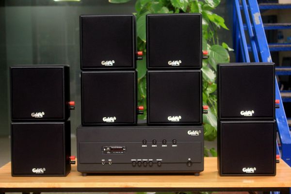 [Diện tích 160m2 + 04 Kênh] A384PU_TH-4K Goldsound 4 vùng âm lượng 800w + 8 loa Goldsound V23TH, Amply 4 - 6 vùng âm lượng, loa được thiết kế riêng cho quán, bật lớn không tạp âm, miễn phí công lắp đặt, bảo hành dài hạn 5 năm.
