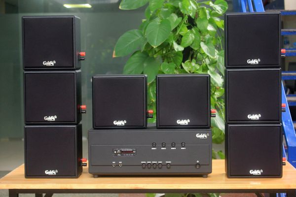 Dàn A384PU-4K Goldsound 4 vùng âm lượng 800w + 8 loa Goldsound V23, Amply 4 - 6 vùng âm lượng, loa được thiết kế riêng cho quán, bật lớn không tạp âm, miễn phí công lắp đặt, bảo hành dài hạn 5 năm.