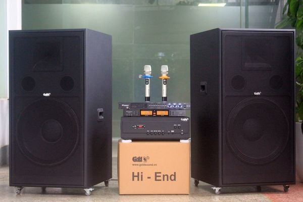 Dàn âm thanh hội trường, sân khấu V558 Goldsound: Đẩy 2000w Goldsound + 2 loa Goldsound V558PU + 1 Micro không dây + 1 vang cơ, bảo hành dài hạn 5 năm.