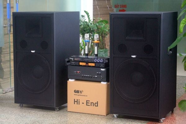 Dàn âm thanh hội trường, sân khấu V558 Goldsound: Đẩy 2000w Goldsound + 2 loa Goldsound V558PU + 1 Micro không dây + 1 vang cơ, bảo hành dài hạn 5 năm.