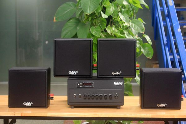 [Diện tích 80m2 + 02 Kênh] Amply A384PU_TH-2K Goldsound 2 vùng âm lượng 380w + 4 loa Goldsound V23TH-23w, loa được thiết kế riêng cho quán, bật lớn không tạp âm, miễn phí công lắp đặt, bảo hành dài hạn 5 năm.