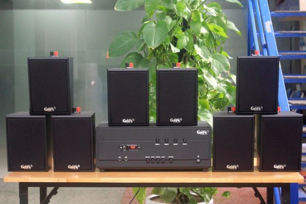 [Diện tích 160m2 + 4 Kênh] A384PU-4K Goldsound 4 vùng âm lượng 800w + 8 loa Goldsound V25C, Amply 4 - 6 vùng âm lượng, loa được thiết kế riêng cho quán, bật lớn không tạp âm, miễn phí công lắp đặt, bảo hành dài hạn 5 năm.