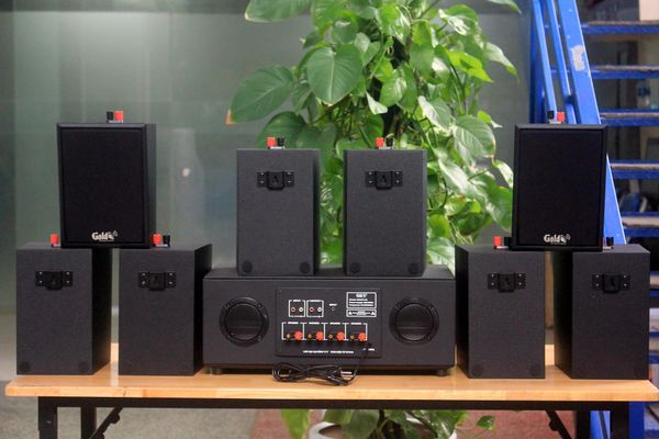 [Diện tích 160m2 + 4 Kênh] A384PU-4K Goldsound 4 vùng âm lượng 800w + 8 loa Goldsound V25C, Amply 4 - 6 vùng âm lượng, loa được thiết kế riêng cho quán, bật lớn không tạp âm, miễn phí công lắp đặt, bảo hành dài hạn 5 năm.