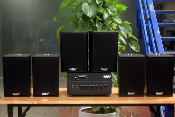 [Diện tích 120m2 + 02 Kênh] Amply A384PU_SG-2K Goldsound 2 vùng âm lượng 380w + 6 loa Goldsound V40C_SG - 40w, loa được thiết kế riêng cho quán, bật lớn không tạp âm, miễn phí công lắp đặt, bảo hành dài hạn 5 năm