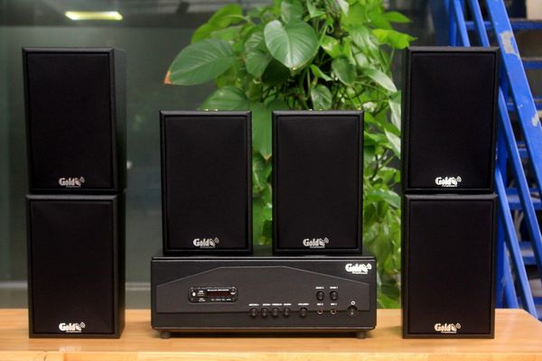 [Diện tích 120m2 + 02 Kênh] Amply A917PU_SG-2K Goldsound 2 vùng âm lượng 1200w + 6 loa Goldsound V40C_SG - 40w, loa được thiết kế riêng cho quán, bật lớn không tạp âm, miễn phí công lắp đặt, bảo hành dài hạn 5 năm