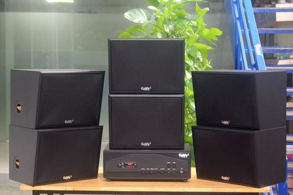 Dàn loa treo tường: Amply A917PU - 2K Goldsound 2 vùng âm lượng 1200w + 6 loa Goldsound V130 - 130w, bật lớn không tạp âm, miễn phí công lắp đặt, bảo hành dài hạn 5 năm