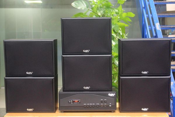 [Diện tích 180m2 + 02 Kênh] Amply A917PU_TH - 2K Goldsound 2 vùng âm lượng 1200w + 6 loa Goldsound V130_TH - 130w, loa được thiết kế riêng cho quán, bật lớn không tạp âm, miễn phí công lắp đặt, bảo hành dài hạn 5 năm