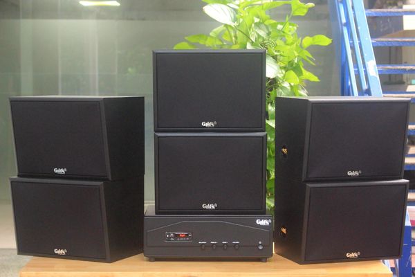 [Diện tích 180m2 + 02 Kênh] Amply A918PU_DA - 2K Goldsound 2 vùng âm lượng 1200w + 6 loa Goldsound V130_DA - 130w, loa được thiết kế riêng cho quán, bật lớn không tạp âm, miễn phí công lắp đặt, bảo hành dài hạn 5 năm.