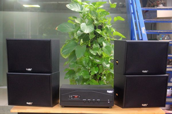 [Diện tích 100m2 + 02 Kênh] Amply A918PU - 2K Goldsound 2 vùng âm lượng 1200w + 4 loa Goldsound V130 - 130w, loa được thiết kế riêng cho quán, bật lớn không tạp âm, miễn phí công lắp đặt, bảo hành dài hạn 5 năm.