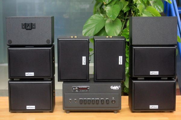 [Diện tích 160m2] A384PU-2K Goldsound 380w + 8 loa Goldsound ngoài trời V101-NT - 15w, loa được thiết kế riêng cho quán, bật lớn không tạp âm, không bao gồm công lắp đặt, bảo hành 12 tháng