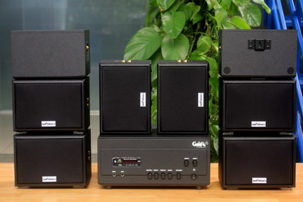 [Diện tích 160m2] A907PU-2K Goldsound 900w + 8 loa Goldsound ngoài trời V101-NT - 15w, loa được thiết kế riêng cho quán, bật lớn không tạp âm, không bao gồm công lắp đặt, bảo hành 12 tháng