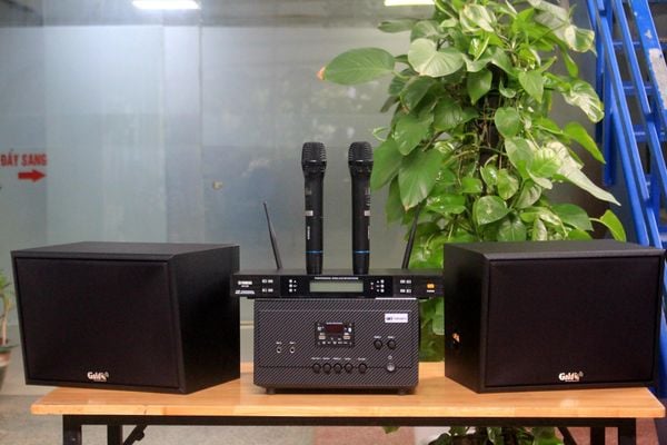 Dàn KARAOKE GOLD-130 (2 loa 130w + 1 amply 900w + 2 Micro không dây)