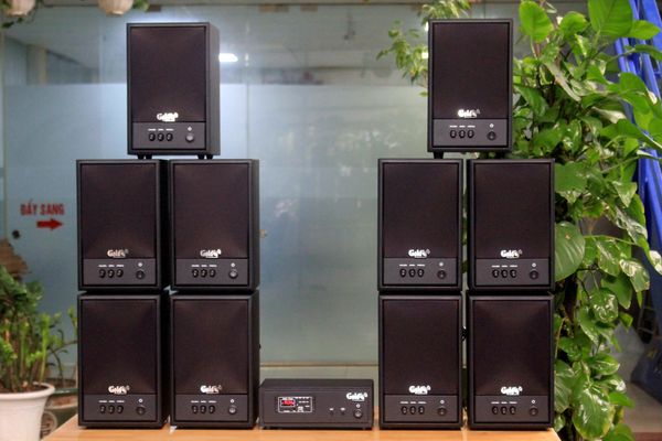 Dàn loa không dây treo tường: 01 amply A57 SG + 10 loa không dây Goldsound V57 SG - 57w