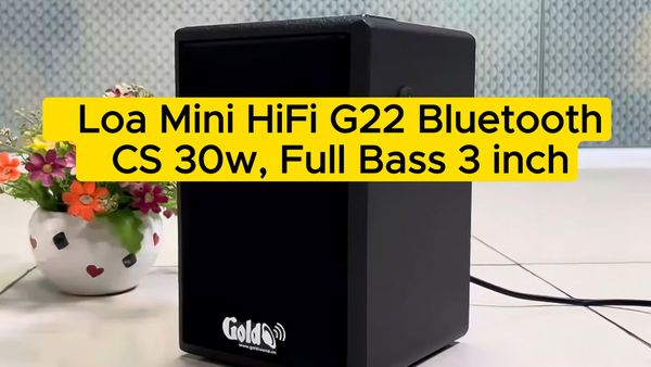 Loa để bàn HiFi Mini Goldsound G22, công suất 30w, Bass 3 inch, Tress 2 inch, bluetooth 5.0, cổng rca, khe usb, thiết kế loa thùng gỗ cao 22 cm, rộng 15 cm, sâu 15.5 cm. Bảo hành 12 tháng