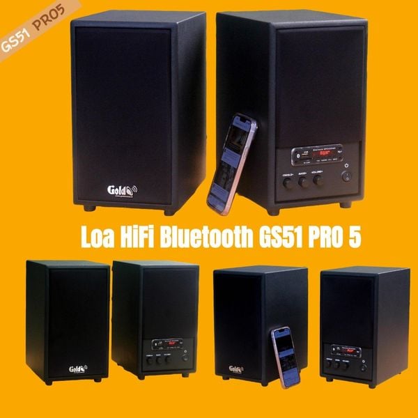 Loa HIFI GS51 Pro 5 - đúng chuẩn HIFI, công suất 120w, Bass 4 inch, treble 2 inch, bluetooth 5.0, cổng rca, khe usb, thiết kế loa thùng gỗ cao 31.5 cm, rộng 17.5 cm, sâu 24 cm.
