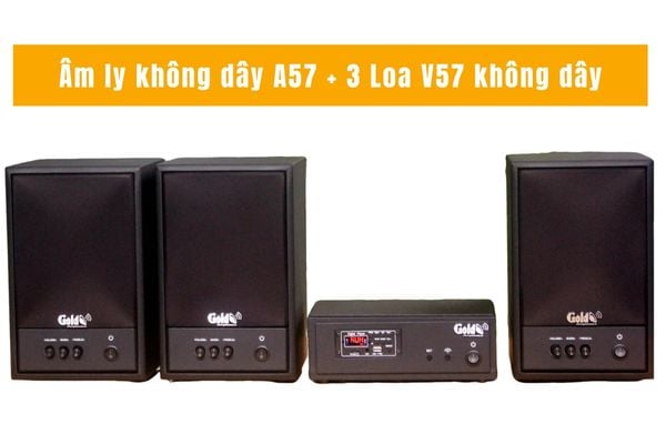 Dàn loa không dây treo tường: 01 amply A57 Goldsound + 3 loa không dây Goldsound V57 - 57w