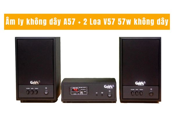Dàn loa không dây treo tường: 01 amply A57 Goldsound + 2 loa không dây Goldsound V57 - 57w