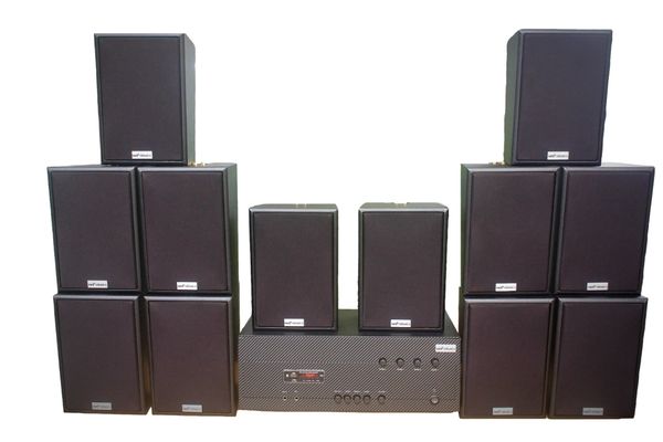 [Diện tích 240m2 + 04 Kênh] A384-4K Goldsound 4 vùng âm lượng 800w + 12 loa Goldsound V55C 55w, Amply 4 - 6 vùng âm lượng, loa được thiết kế riêng cho quán, bật lớn không tạp âm, miễn phí công lắp đặt, bảo hành dài hạn 5 năm.