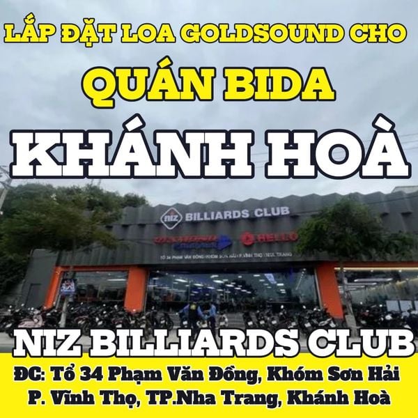Loa Goldsound cho NIZ Billiards Club, Nha Trang,loa được thiết kế riêng từng vùng âm lượng, miễn phí công lắp đặt, bảo hành dài hạn 5 năm